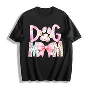 Dog Mama Dog Mom Cotton T-Shirt in Black