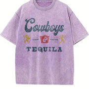 Cowboys and Tequila Western Barbecue Party vintage washed oversized T-shirt in Purple