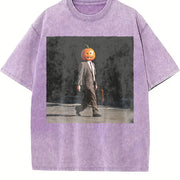 Dwight Pumpkin Head Business vintage washed oversized T-shirt in Purple