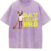 Premium Tung Speed Brainrot Say Wallahi Bro Meme Vintage Washed T-Shirt in Purple