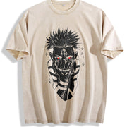 Ryomen Sukuna Know Your Place Fool Jujutsu Kaisen Heavy vintage washed oversized T-shirt in Beige