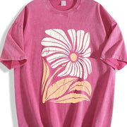 Boho Floral vintage washed oversized T-shirt in Red