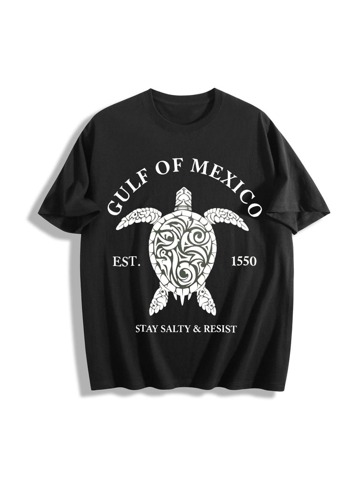 Gulf of Mexico Stay Salty & Resist Cotton T-Shirt in Black