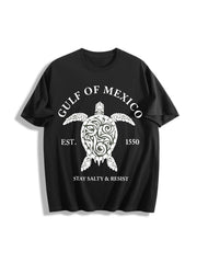 Gulf of Mexico Stay Salty & Resist Cotton T-Shirt in Black