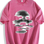 Cloud Face Vintage Washed T-Shirt in Red