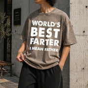 Cottonfather's Day Retro Dad World's Best Farter I Mean Vintage Washed T-Shirt in Brown