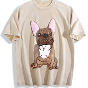 French Bulldog for Seasons Vintage Washed T-Shirt in Beige
