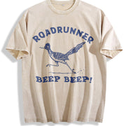 Roadrunner Beep Beep Vintage Washed T-Shirt in Beige
