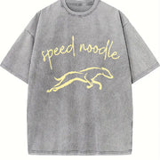 Speed Noodle Greyhound Lover Vintage Washed T-Shirt in Gray