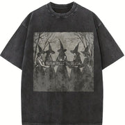 Girls Will Be Girls Witch Vintage Washed T-Shirt in Black