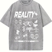 Pure Retro Blouse for Attire Vintage Washed T-Shirt in Gray