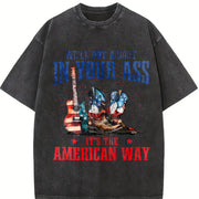 It's the American Way Cowboy Boot Guitar Vintage Washed T-Shirt in Black