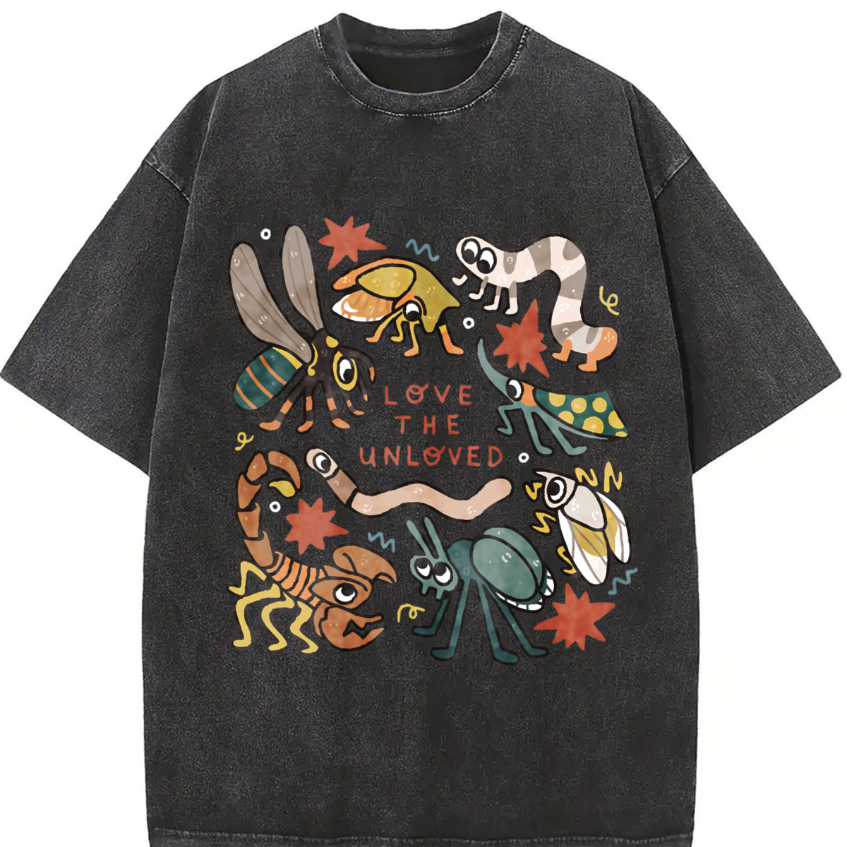 Love the Unloved Insects vintage washed oversized T-shirt in Black