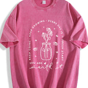 Positive Self-care Vintage Washed T-Shirt in Red