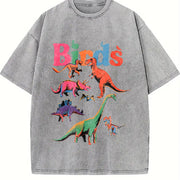 Birds vintage washed oversized T-shirt in Gray