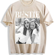 Personalised Bestie Vintage Washed T-Shirt in Beige