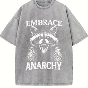 Embrace Anarchy Raccoon Vintage Washed T-Shirt in Gray