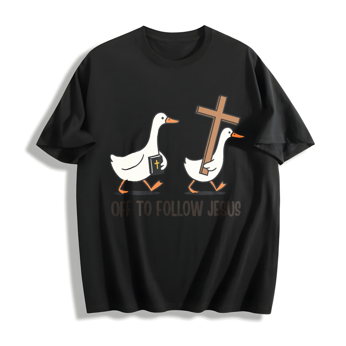 Christianity Silly Goose Cotton T-Shirt in Black
