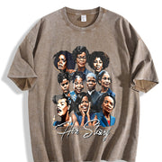 Black Empowerment Portraits & A Long Hot Story - Spring/ vintage washed oversized T-shirt in Brown