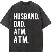 Husband Dad ATM Vintage Washed T-Shirt in Black