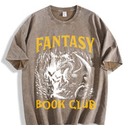 Fantasy Book Club Dragon Reader Vintage Washed T-Shirt in Brown