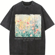 Christian His Mercies Are New Every Morning Bible Verse Vintage Washed T-Shirt in Black