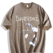 Retro New EVANESCENCE Band Christmas Retro Music vintage washed oversized T-shirt in Brown