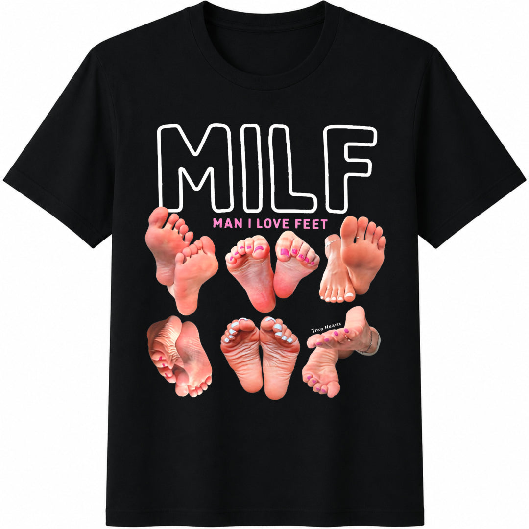 Man I Love Feet Cotton T-Shirt in Black