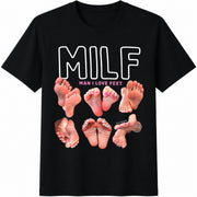 Man I Love Feet Cotton T-Shirt in Black