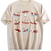 Silly Goose Kayaking Vintage Washed T-Shirt in Beige