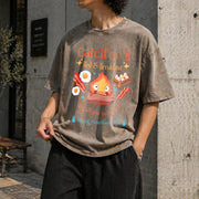 Howl’s Moving Castle Inspired Calcifer's Bed & Breakfast Vintage Washed T-Shirt in Brown