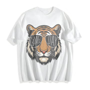 Tigers with Game Day Glasses Game Day Mascot Cotton T-Shirt in White