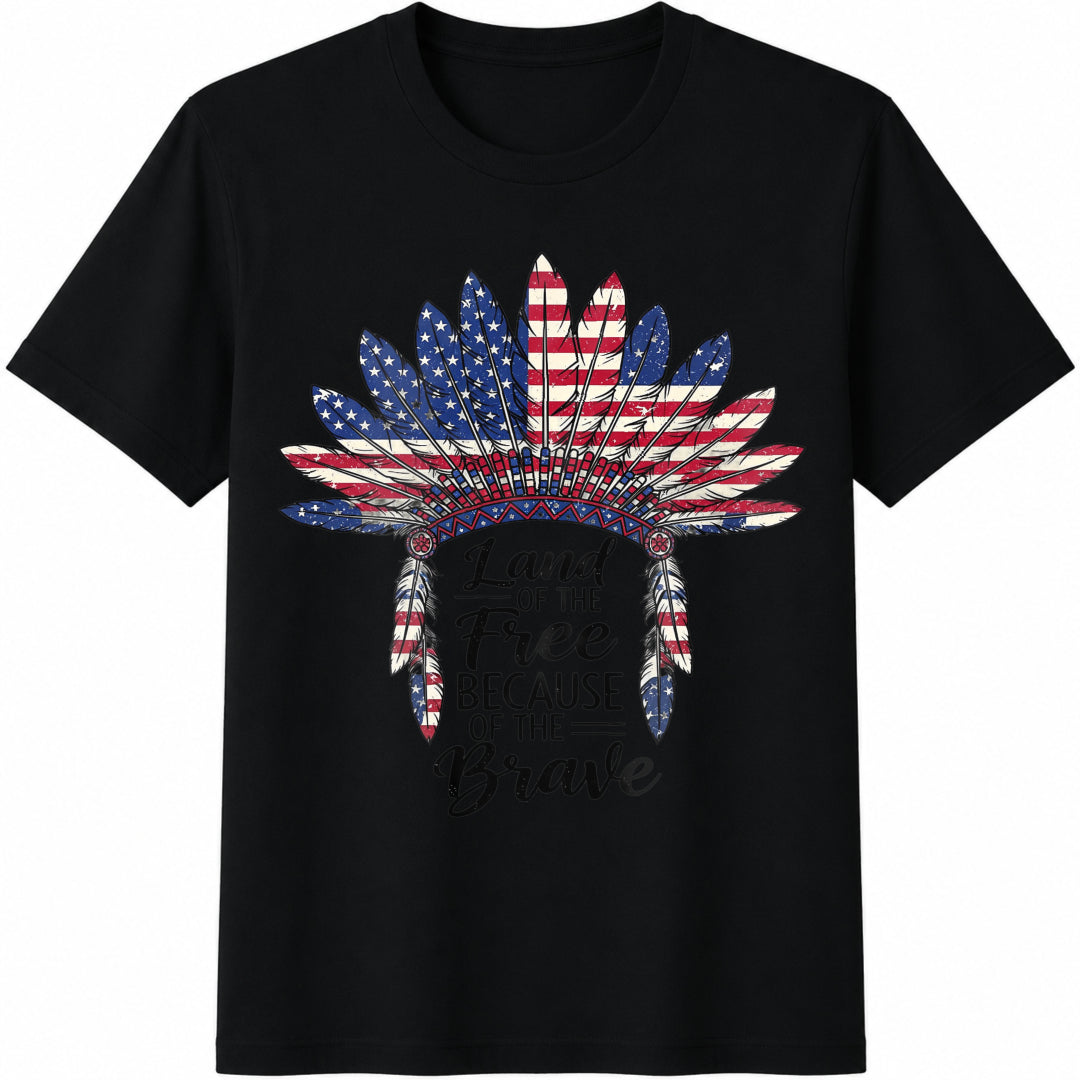4th of July Indigenous Cotton T-Shirt in Black