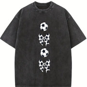Soccer Bows Vintage Washed T-Shirt in Black