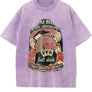 At 80 Full Deck Shuffle Slower Vintage Washed T-Shirt in Purple