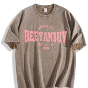 For Formal Urban Distressed Enthusiasts Vintage Washed T-Shirt in Brown