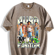 Aura Farmer Meme 90s Bootleg Aura Farming Parody Vintage Washed T-Shirt in Brown