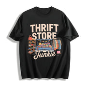 Thrift Store a for Secondhand Enthusiasts Cotton T-Shirt in Black