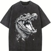 Crocodile 90s Retro ® Alligator Y2k Vintage Washed T-Shirt in Black