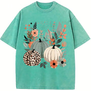 Boho Pumpkins Fall Vintage Washed T-Shirt in Blue