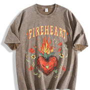 Fire-heart to Whatever End Vintage Washed T-Shirt in Brown