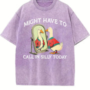 Premium Goose Might Have to Call in Silly Today Vintage Washed T-Shirt in Purple