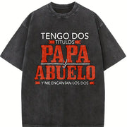 Tengo Dos Titulos Papa Abuelo Spanish Father's Day Vintage Washed T-Shirt in Black