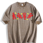 Lobsters Embroidered & for Beach Days & Coastal Road Trips Vintage Washed T-Shirt in Brown