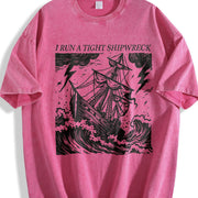 I Run a Tight Shipwreck Vintage Washed T-Shirt in Red