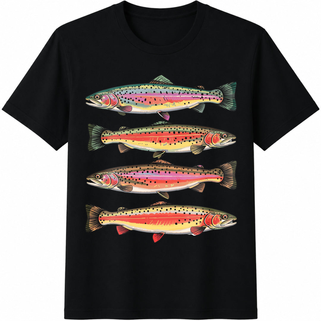 Trout Fish Meme Cotton T-Shirt in Black