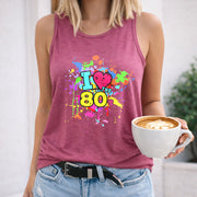 I Love the 80s Women's Color Cotton Tank Top in Red