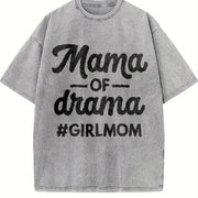 Mama of Drama Mama of Girl Vintage Washed T-Shirt in Gray