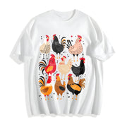 Chicken Short-sleeve Cotton T-Shirt in White