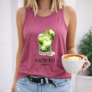 Mojito Letters & Cocktail Patterns Vest Women's Color Cotton Tank Top in Red